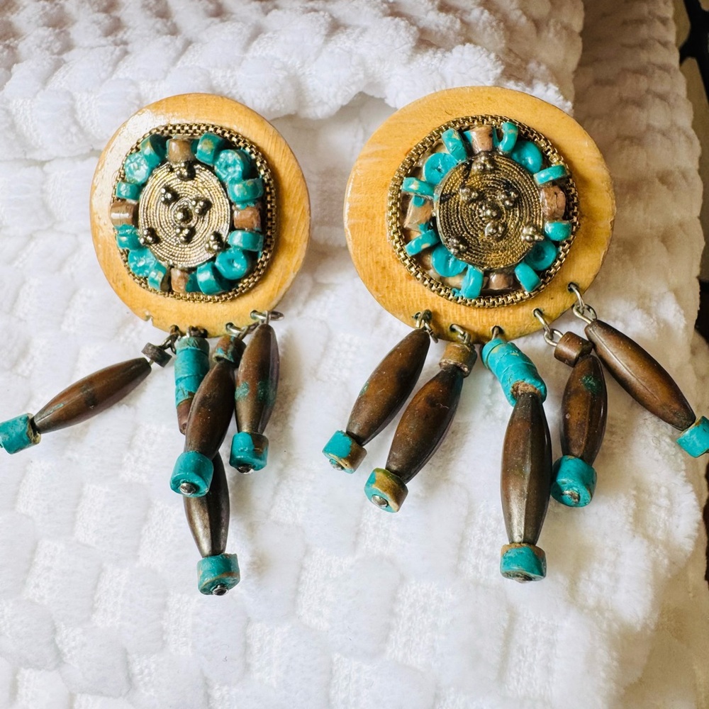 Vintage‎ Bohemian Beaded Clip On Earrings